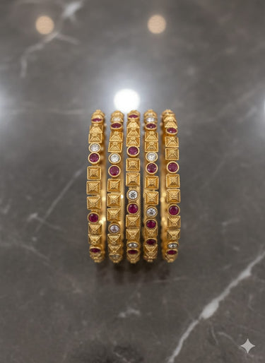 Antique Ruby White Stone Bangle